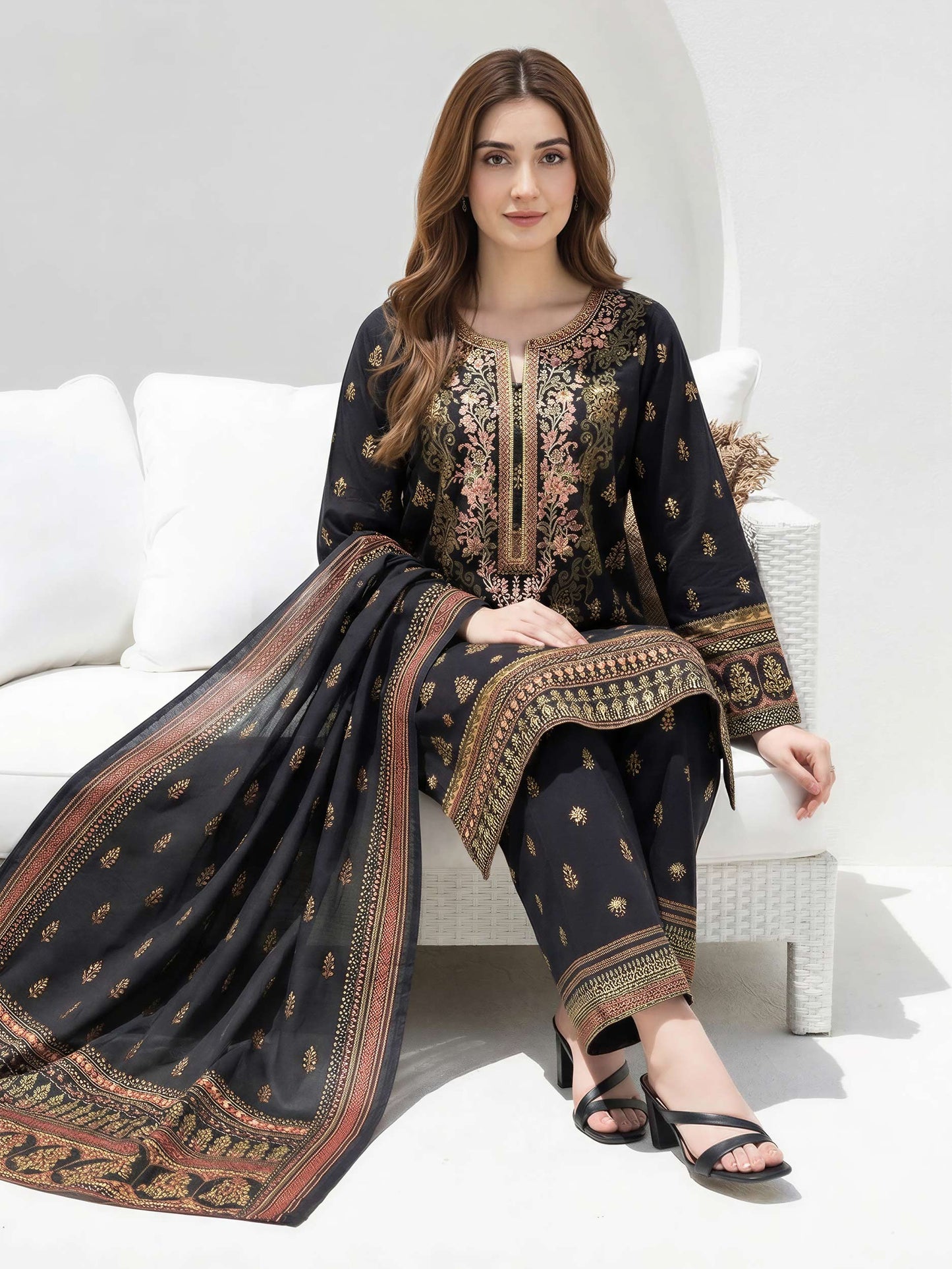 3 Piece Lawn Suit- Embroidered (Unstitched)