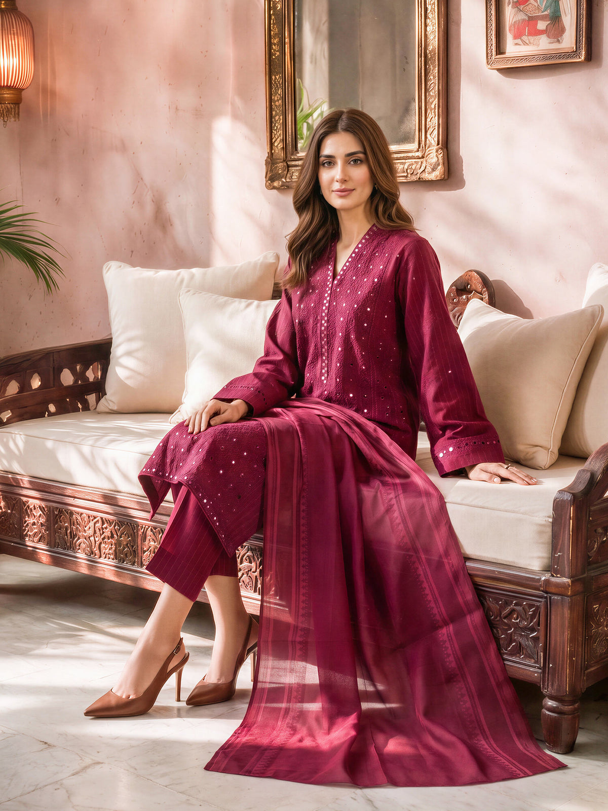 3 Piece Viscose Cotton Khaddar Suit- Embroidered (Unstitched)