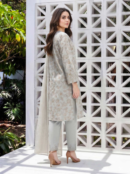 3 Piece Lawn Slub Suit- Embroidered (Unstitched)