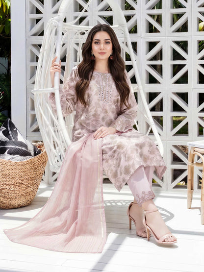 3 Piece Lawn Slub Suit- Embroidered (Unstitched)