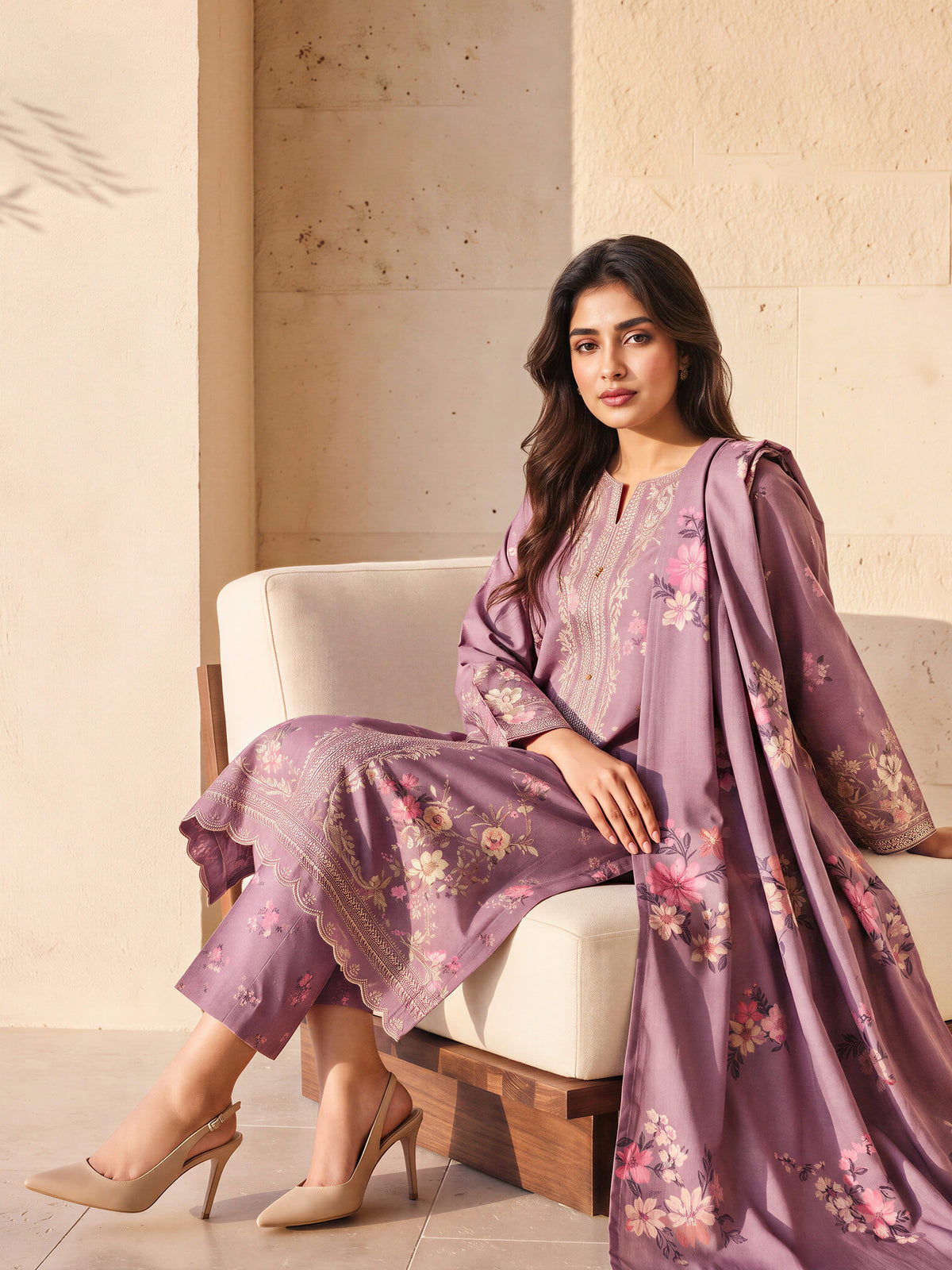 3 Piece Khaddar Suit- Embroidered (Unstitched)