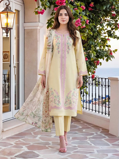 3 Piece Lawn Suit- Embroidered (Unstitched)