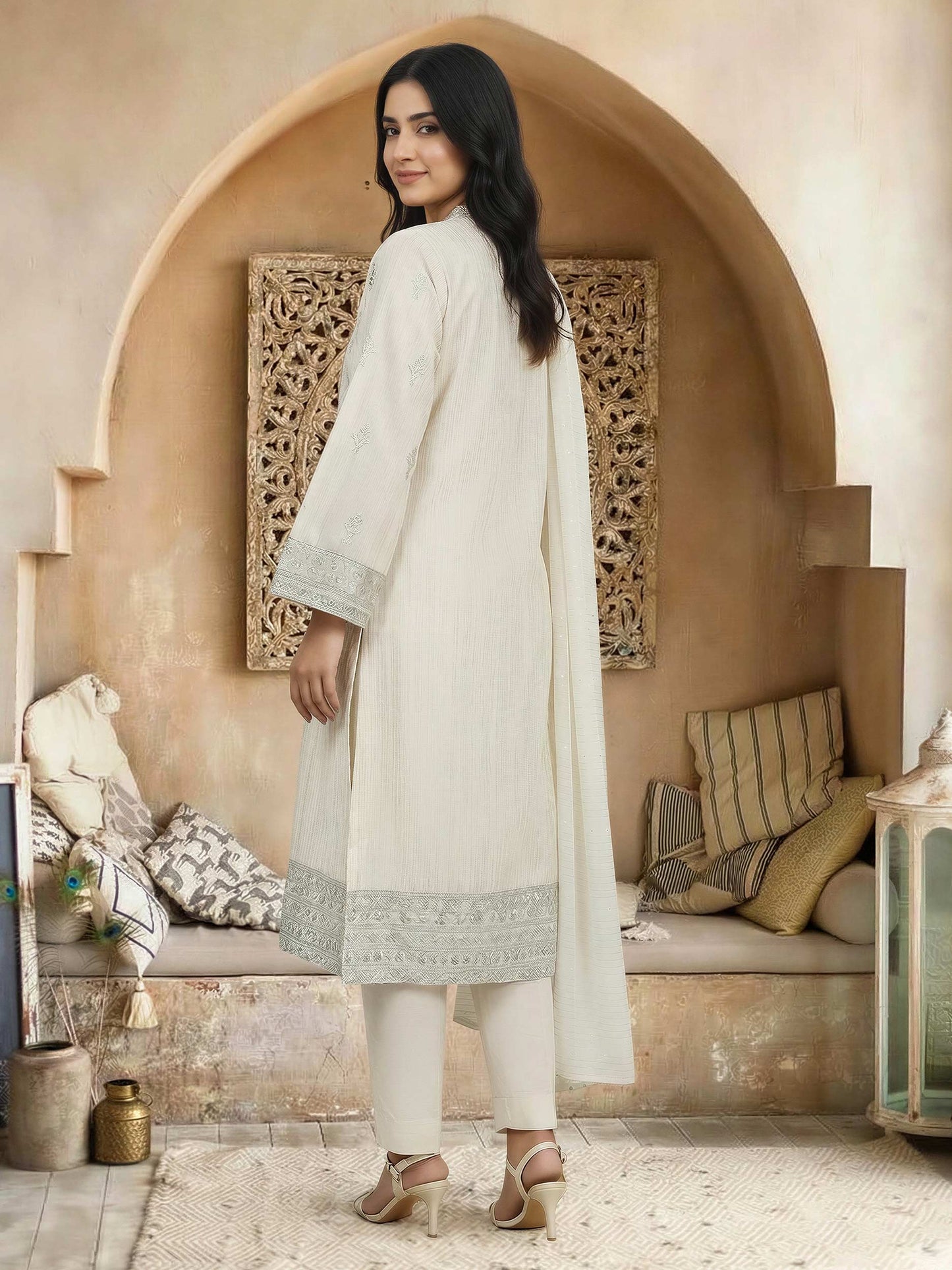 3 Piece Lawn Massuri Suit- Embroidered (Unstitched)