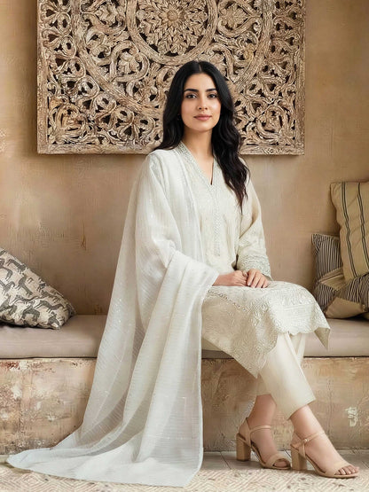 3 Piece Lawn Massuri Suit- Embroidered (Unstitched)