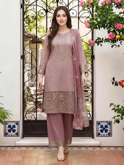 3 Piece Lawn Massouri Suit- Embroidered (Unstitched)