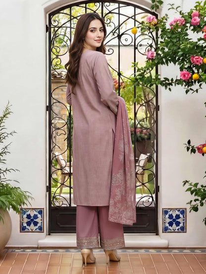 3 Piece Lawn Massouri Suit- Embroidered (Unstitched)
