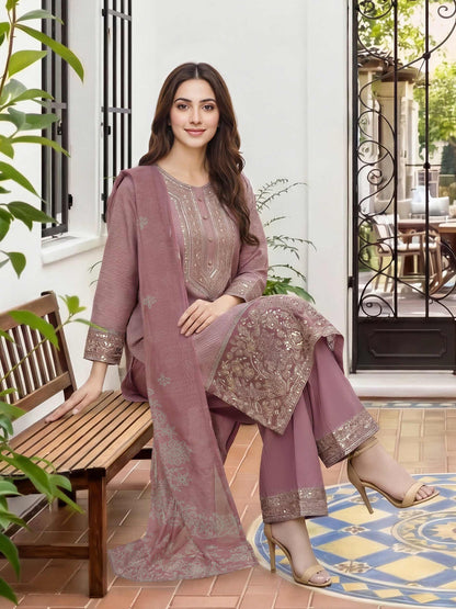 3 Piece Lawn Massouri Suit- Embroidered (Unstitched)
