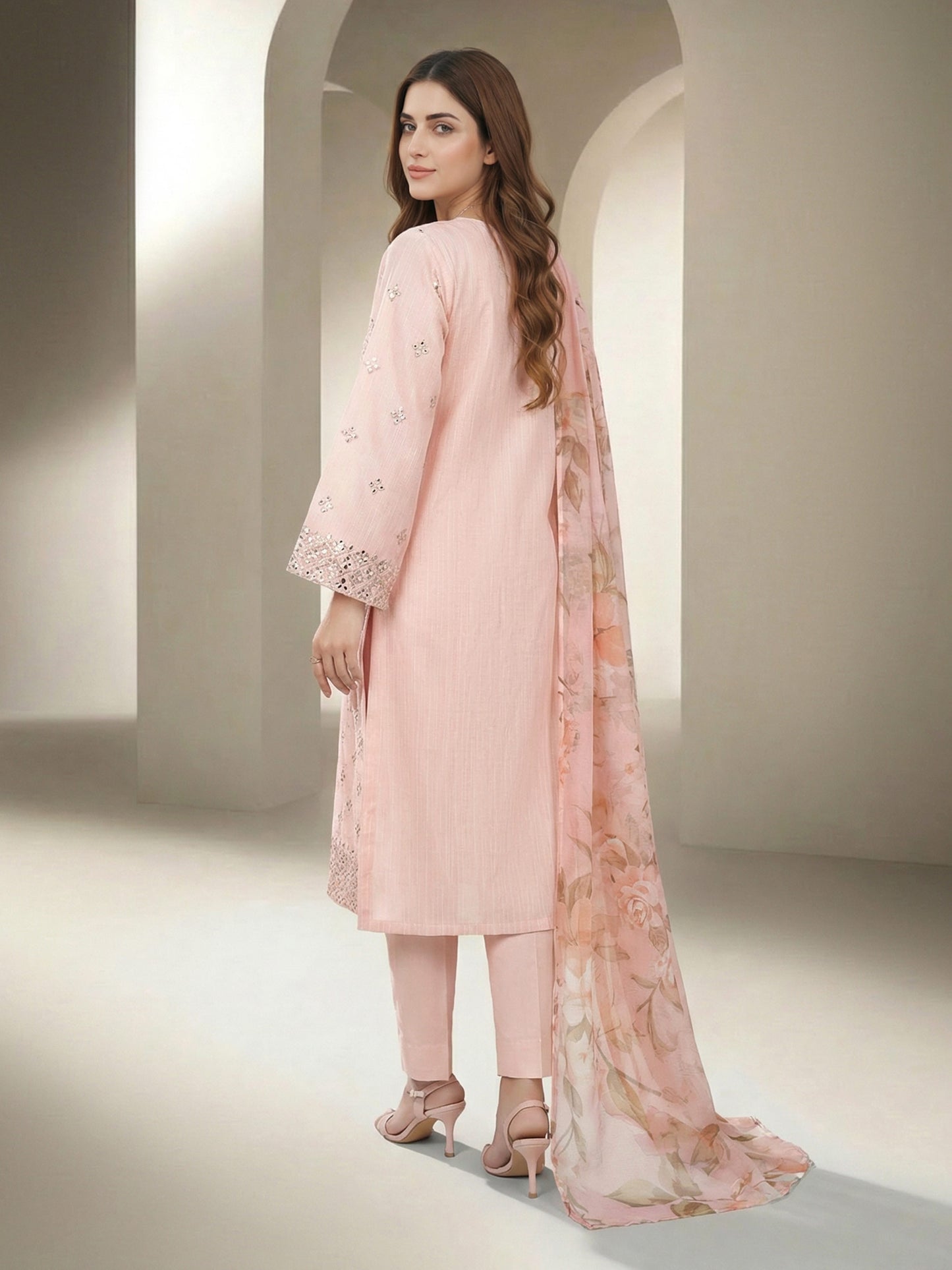 3 Piece Lawn Massouri Suit- Embroidered (Unstitched)