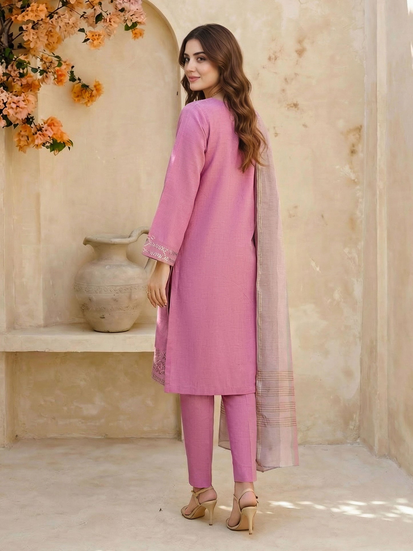 3 Piece Yarn Dyed Suit- Embroidered (Unstitched)