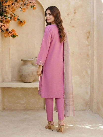 3 Piece Yarn Dyed Suit- Embroidered (Unstitched)
