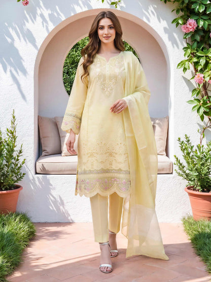 3 Piece Yarn Dyed Suit- Embroidered (Unstitched)