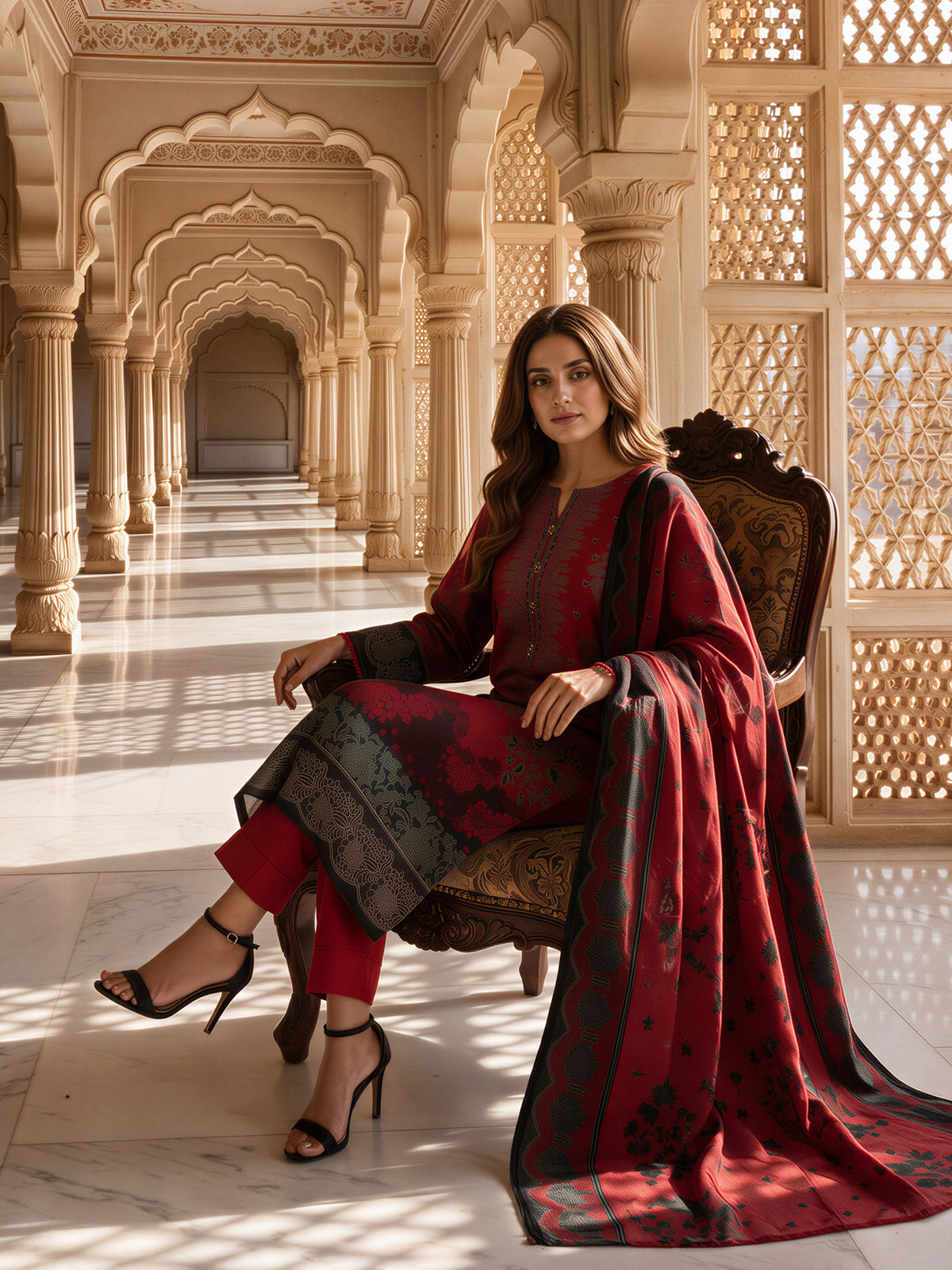 3 Piece Premium Stone Suit (Unstitched)