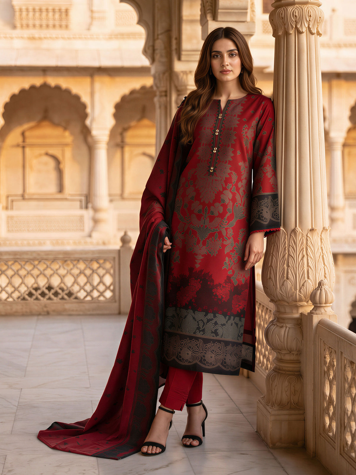 3 Piece Premium Stone Suit (Unstitched)