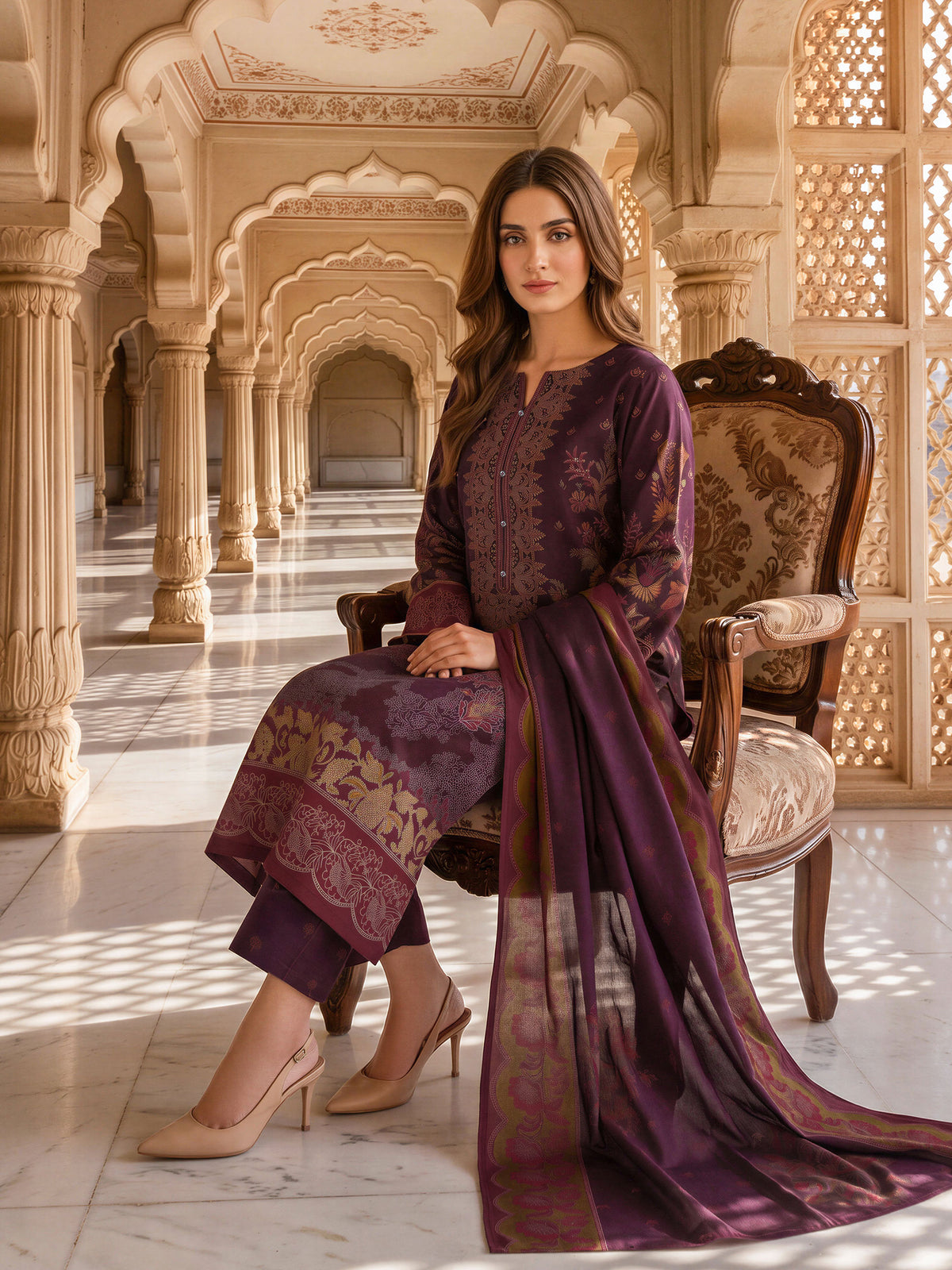 3 Piece Premium Stone Suit (Unstitched)