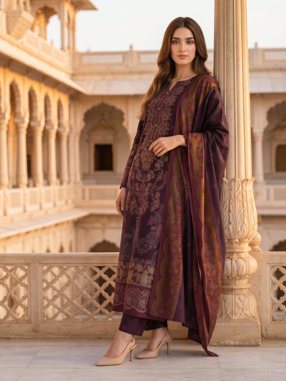 3 Piece Premium Stone Suit (Unstitched)