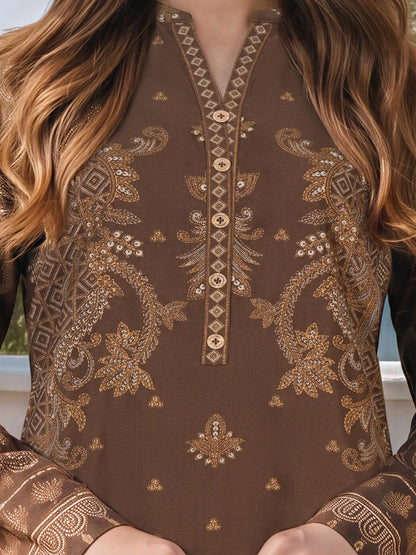 3 Piece Poly Khaddar Suit (Unstitched)