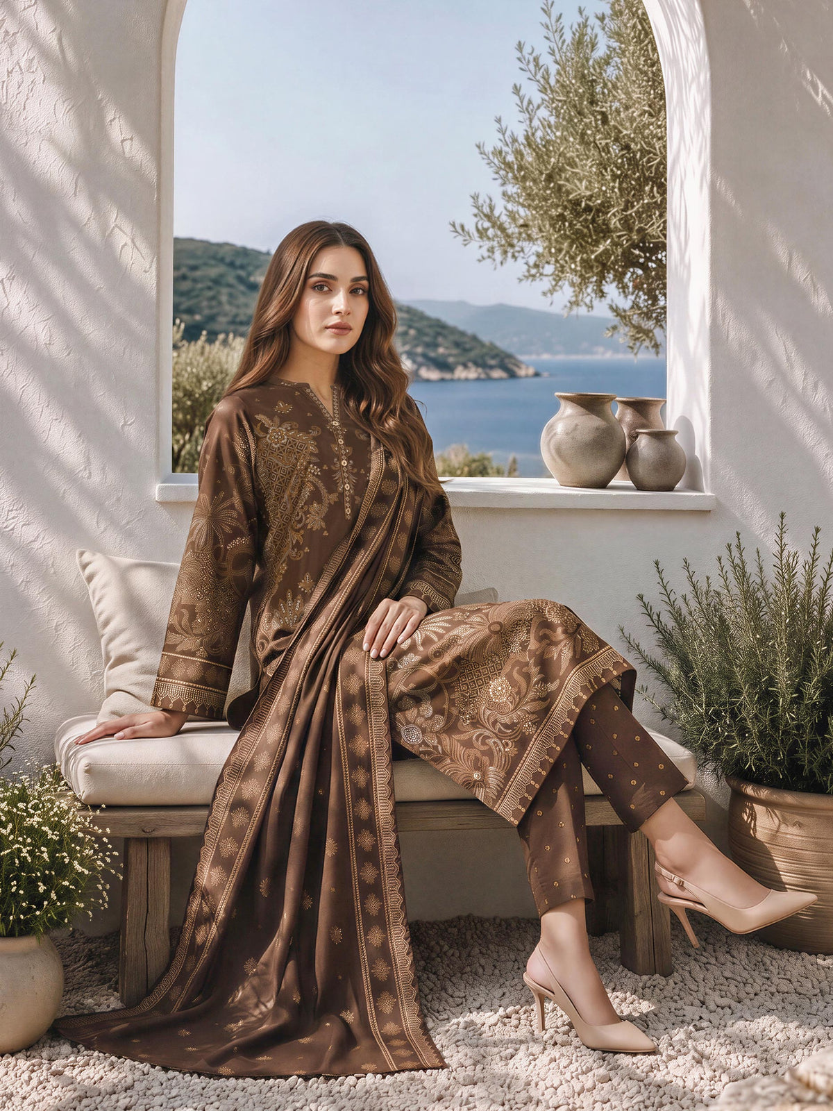 3 Piece Poly Khaddar Suit (Unstitched)