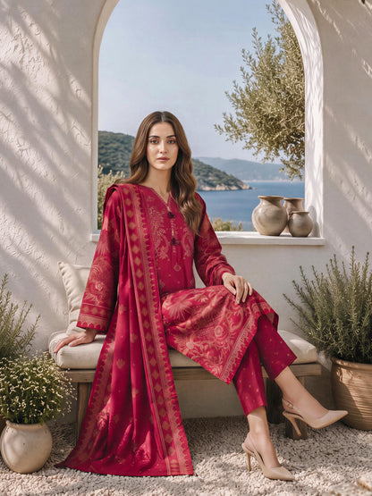 3 Piece Poly Khaddar Suit (Unstitched)