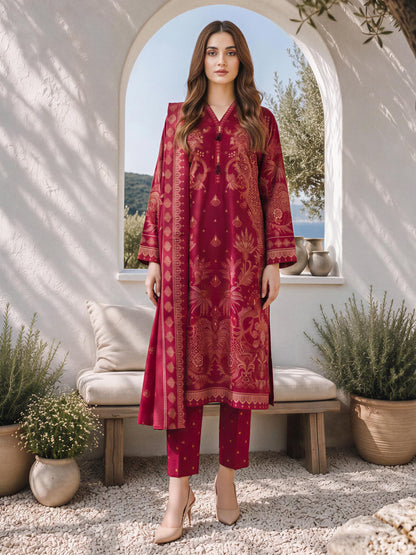 3 Piece Poly Khaddar Suit (Unstitched)