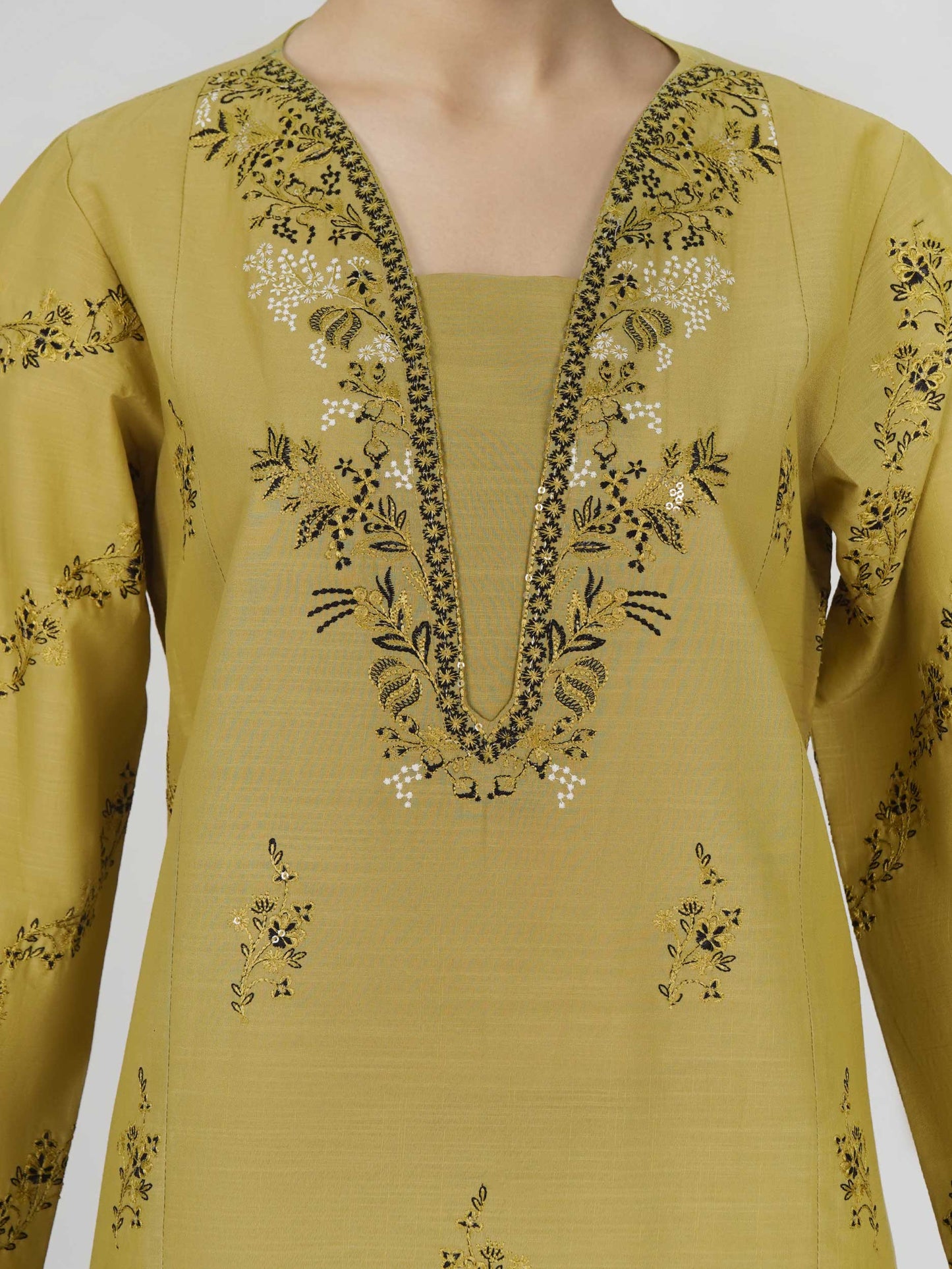 3 Piece Lawn Slub Suit- Embroidered (Unstitched)