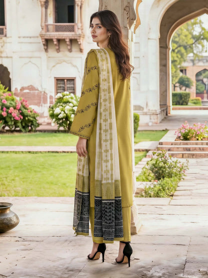 3 Piece Lawn Slub Suit- Embroidered (Unstitched)