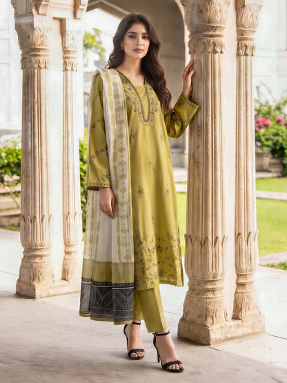 3 Piece Lawn Slub Suit- Embroidered (Unstitched)