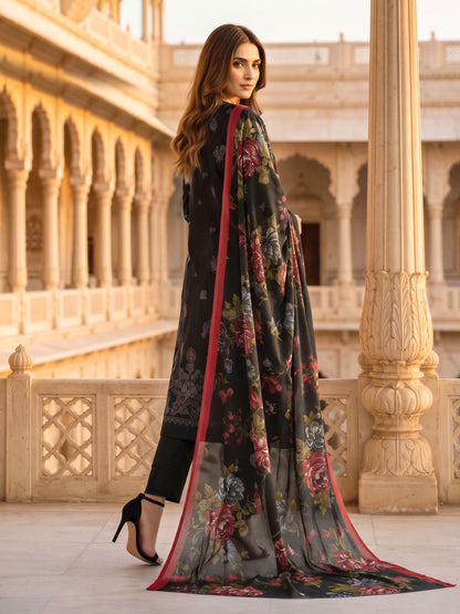 3 Piece Blended Khaddar Paste Suit (Unstitched)
