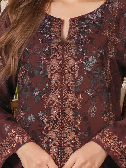 3 Piece Viscose Cotton Khaddar Suit- Embroidered (Unstitched)