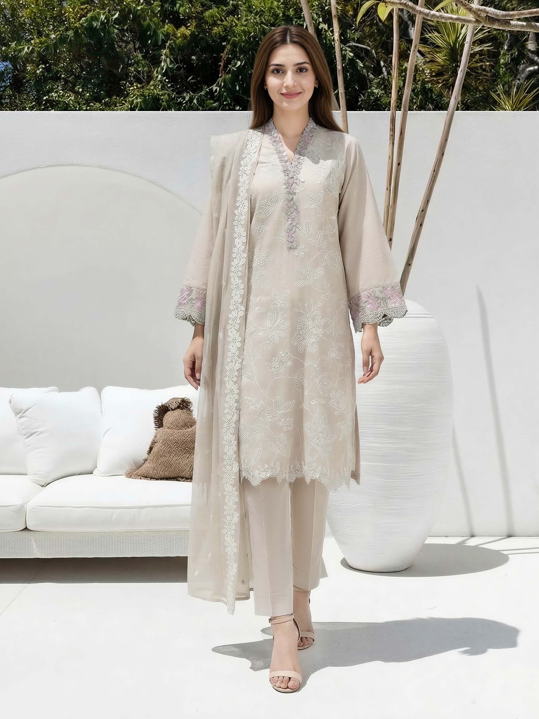 3 Piece Lawn Suit- Embroidered (Unstitched)