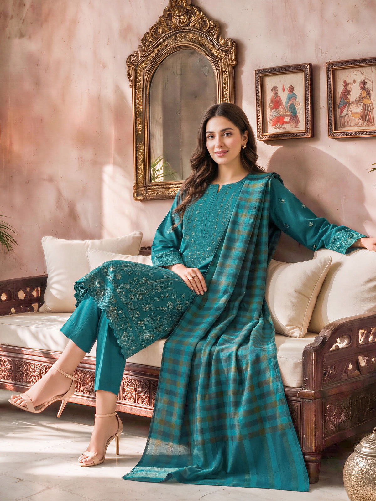 3 Piece Khaddar Suit- Embroidered (Unstitched)