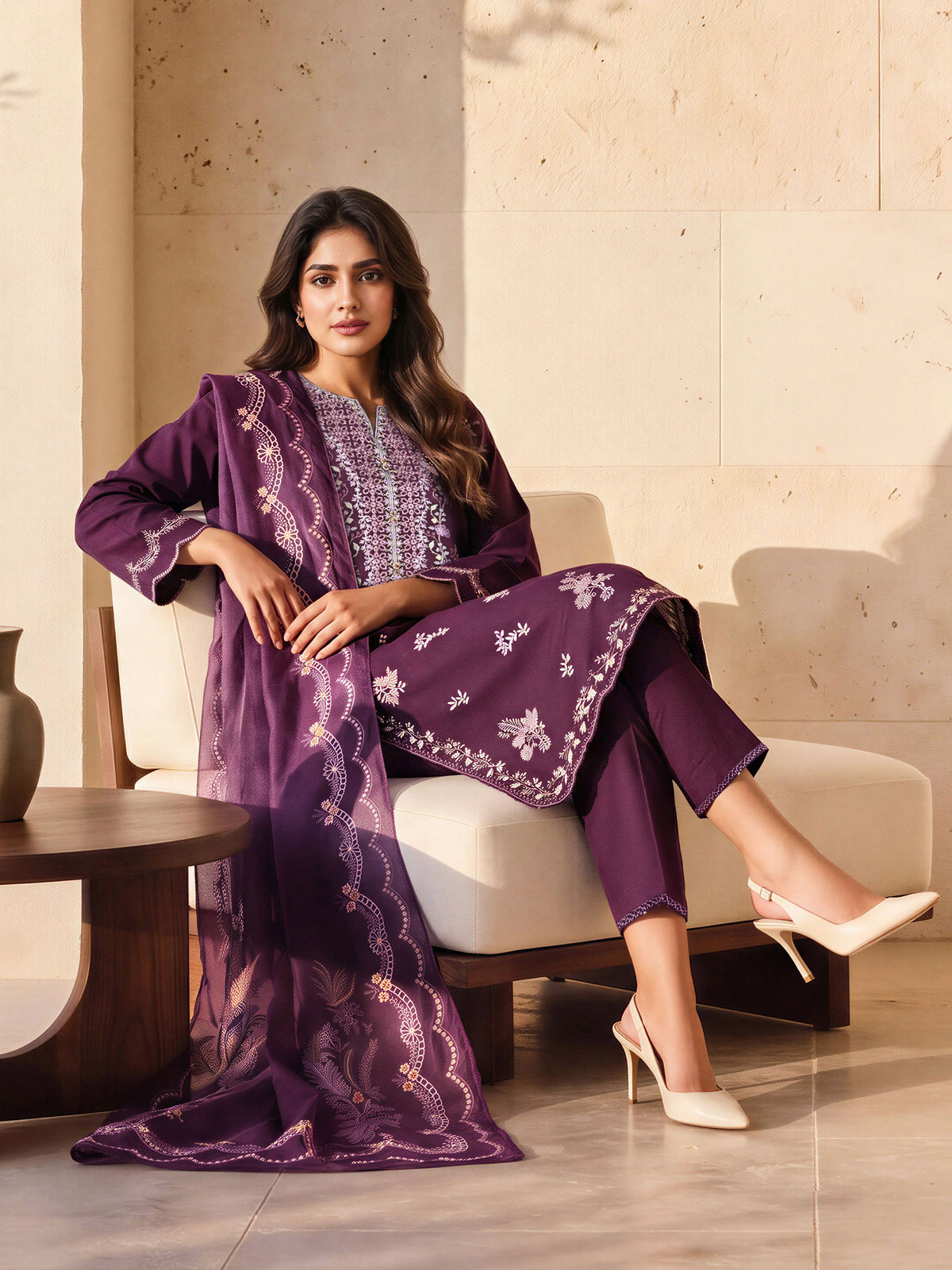 3 Piece Khaddar Suit- Embroidered (Unstitched)