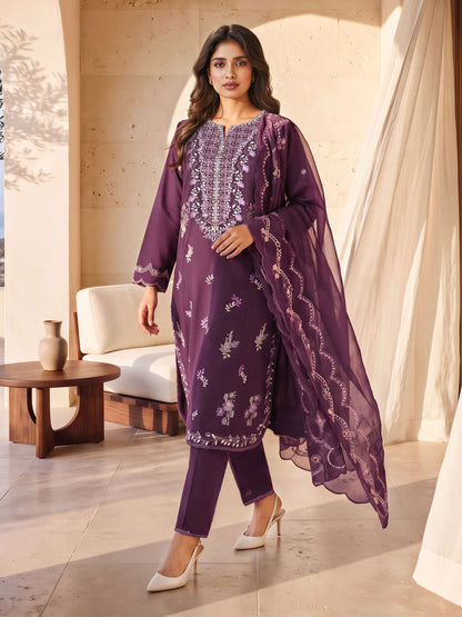 3 Piece Khaddar Suit- Embroidered (Unstitched)