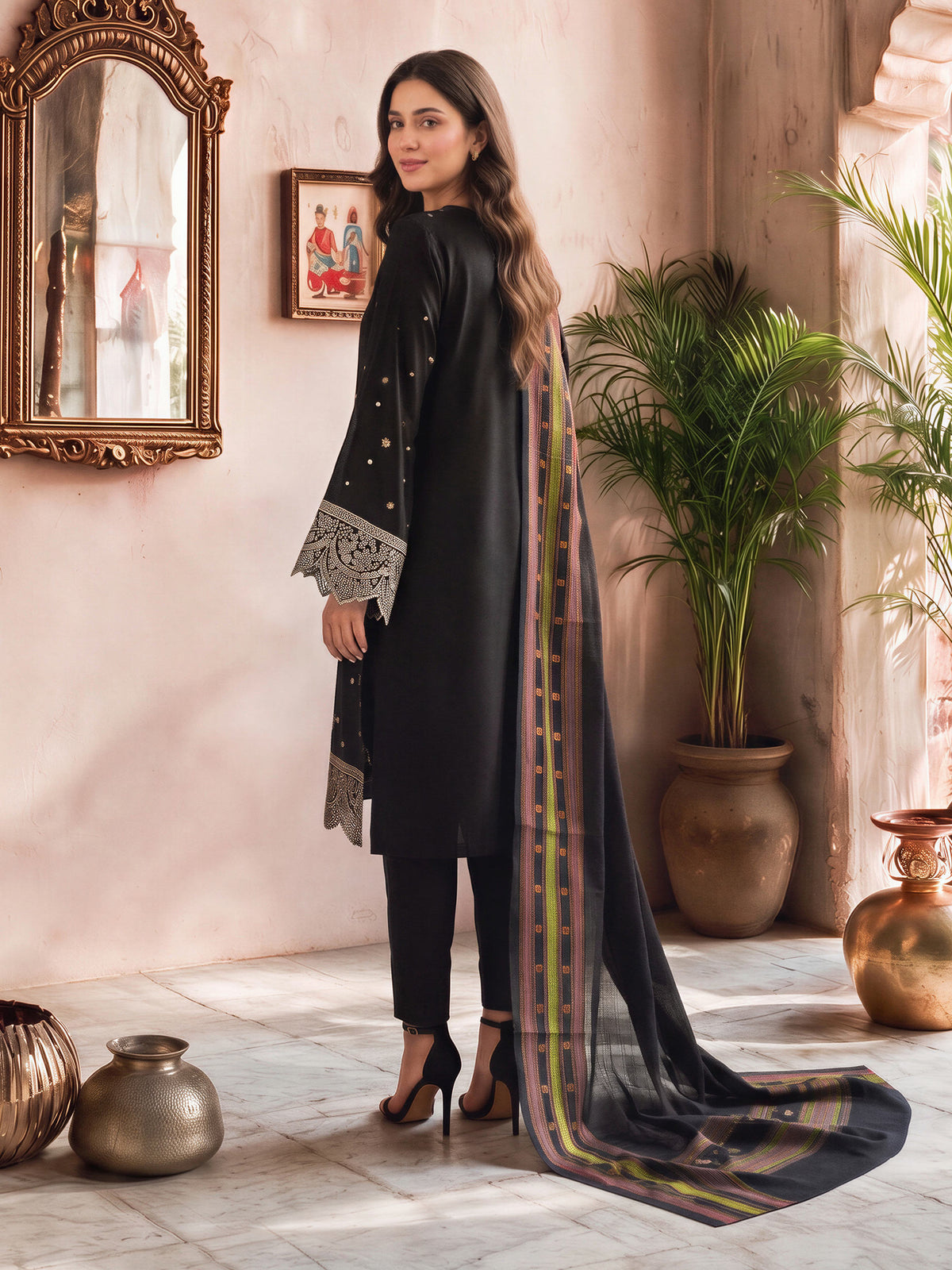 3 Piece Viscose Dobby Suit- Embroidered (Unstitched)