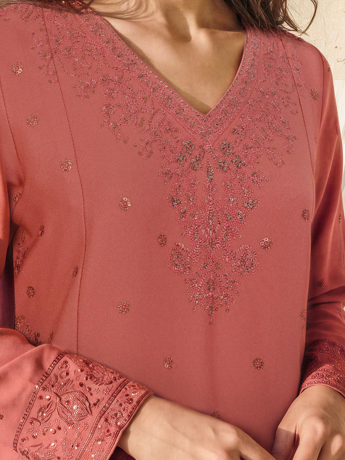 3 Piece Crepe Suit- Embroidered (Unstitched)