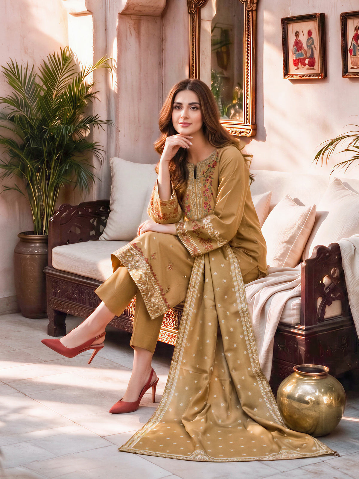 3 Piece Khaddar Suit- Embroidered (Unstitched)