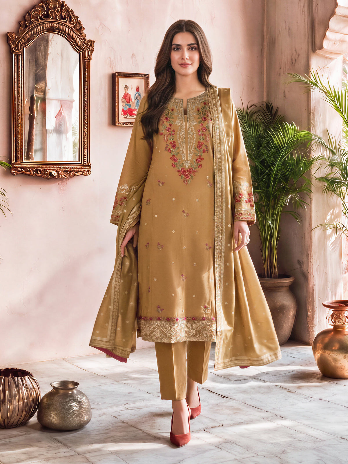 3 Piece Khaddar Suit- Embroidered (Unstitched)