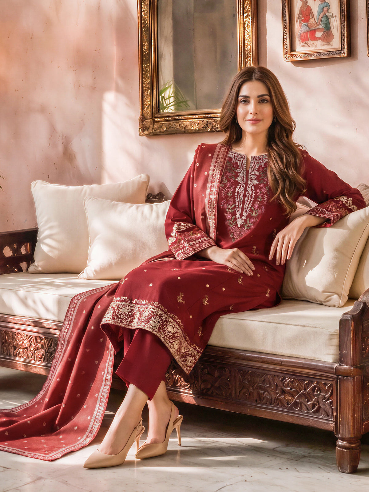 3 Piece Khaddar Suit- Embroidered (Unstitched)