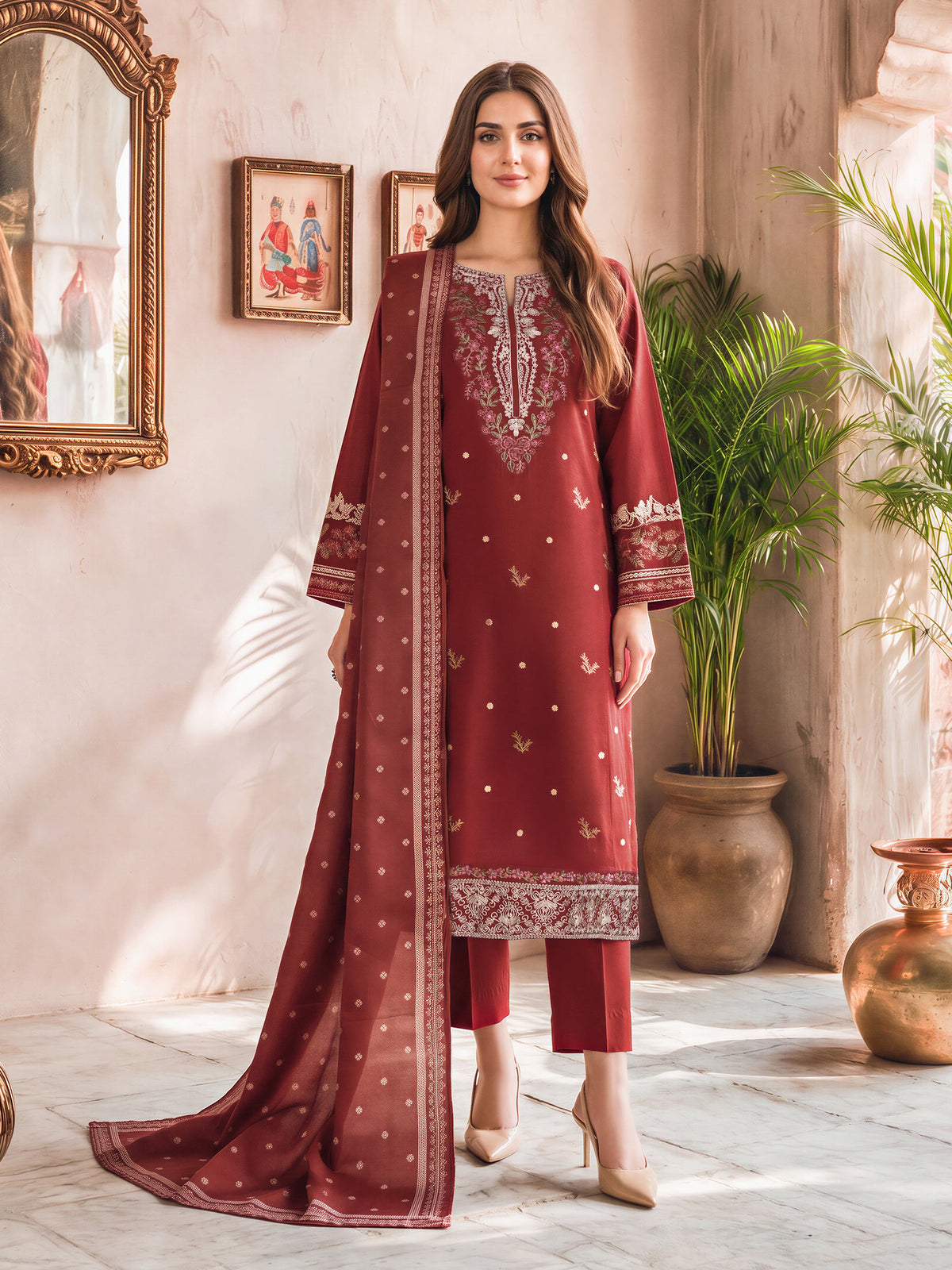 3 Piece Khaddar Suit- Embroidered (Unstitched)