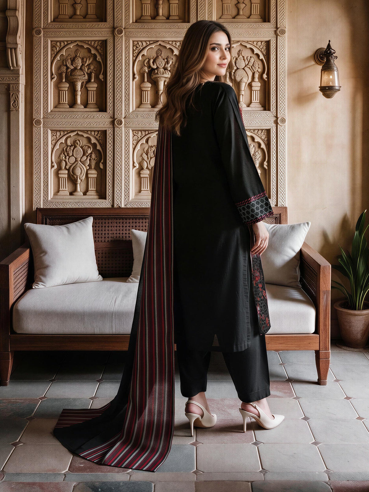 3 Piece Viscose Khaddar Suit- Embroidered (Unstitched)