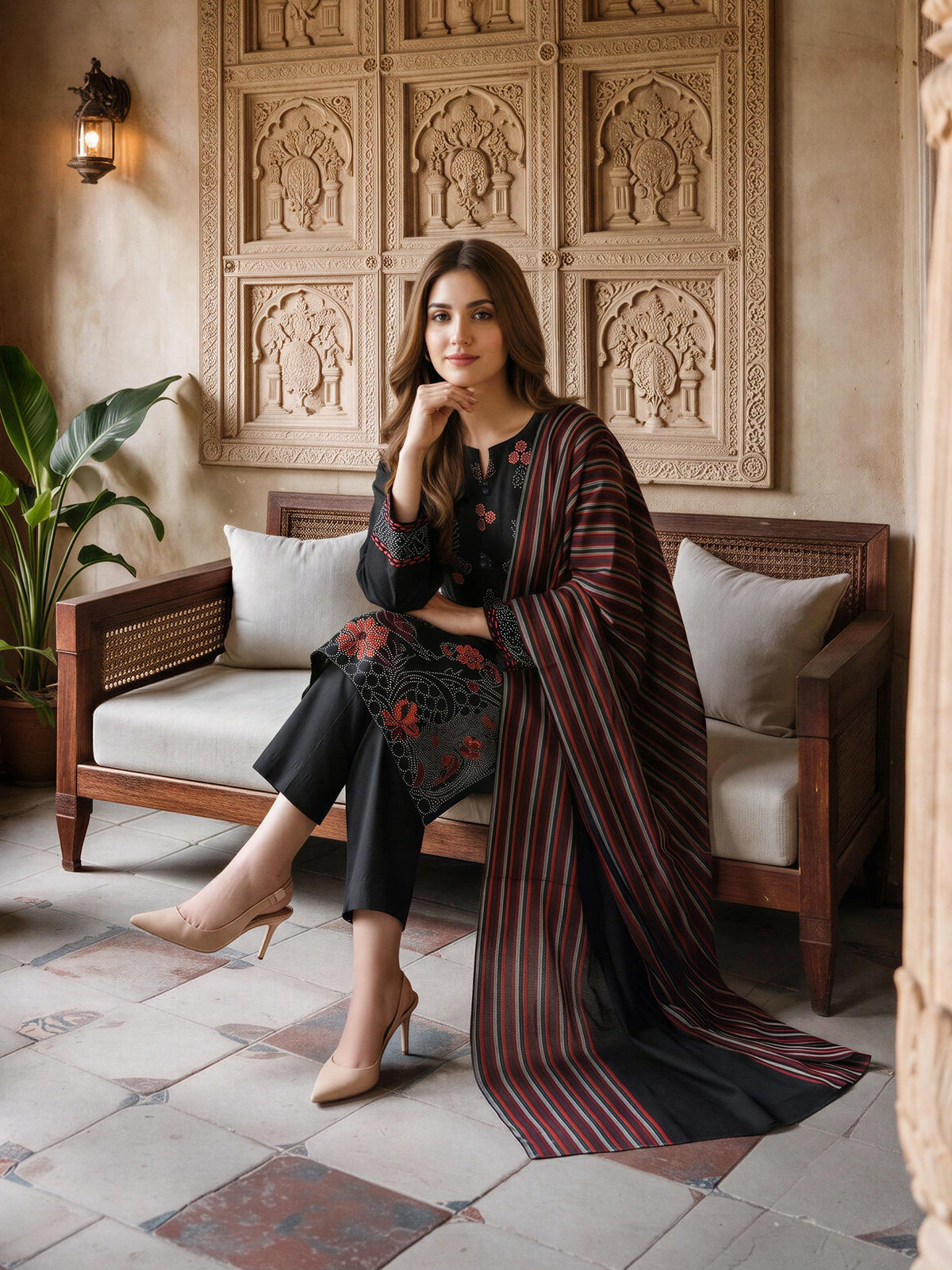 3 Piece Viscose Khaddar Suit- Embroidered (Unstitched)