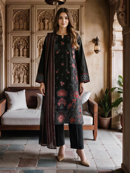3 Piece Viscose Khaddar Suit- Embroidered (Unstitched)