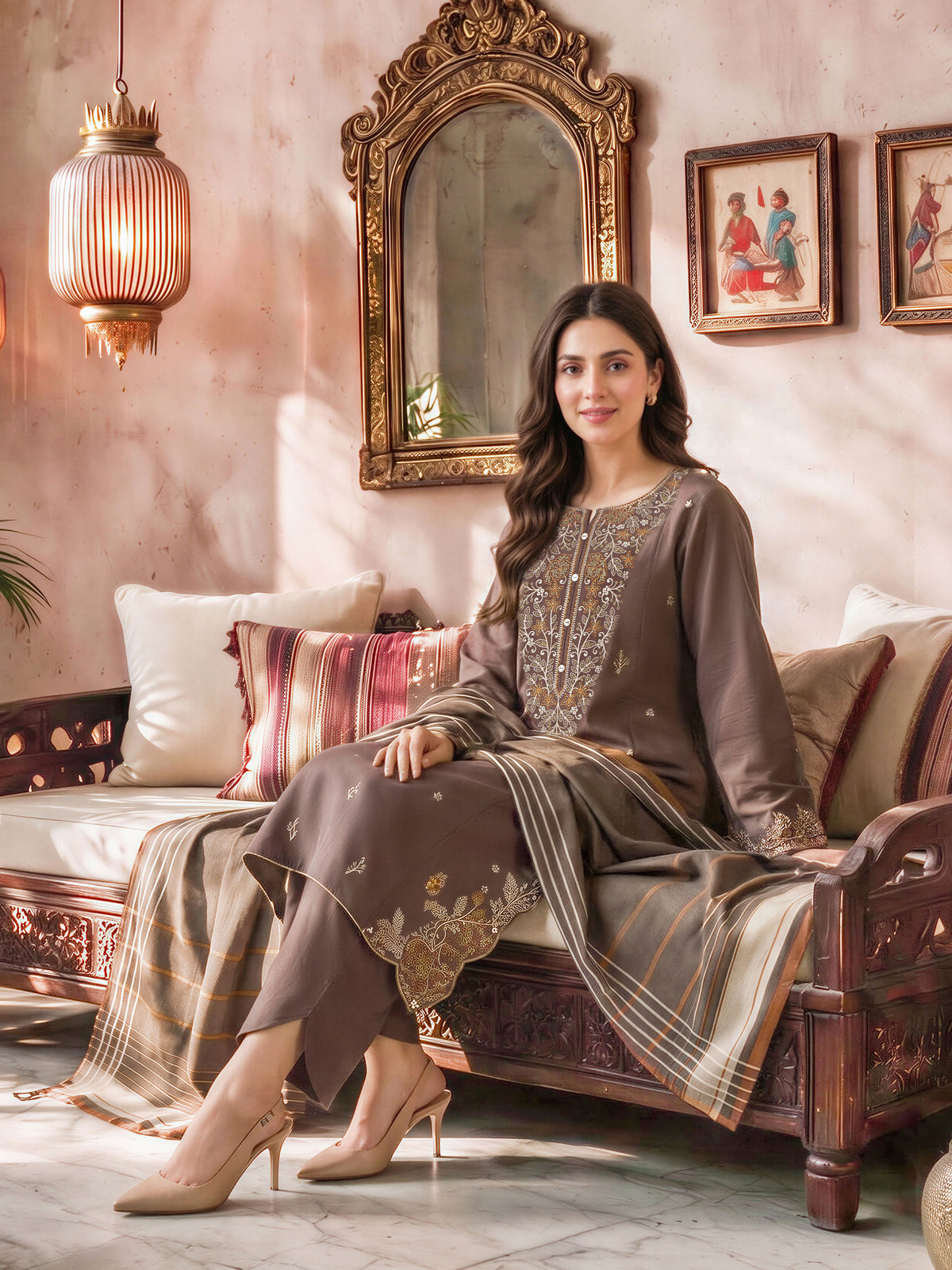 3 Piece Slub Khaddar Suit- Embroidered (Unstitched)
