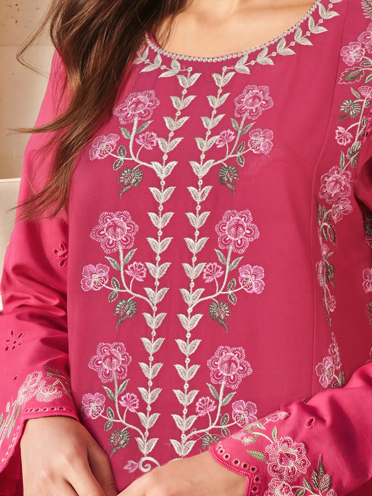 3 Piece Slub Khaddar Suit- Embroidered (Unstitched)