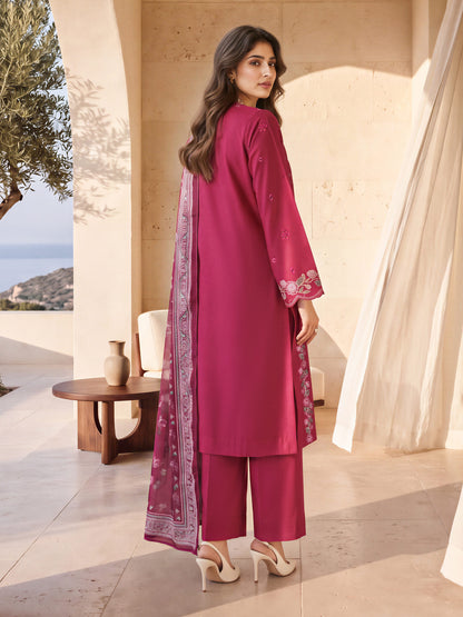 3 Piece Slub Khaddar Suit- Embroidered (Unstitched)
