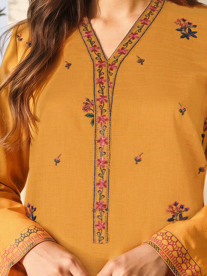 3 Piece Slub Khaddar Suit- Embroidered (Unstitched)