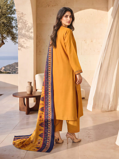 3 Piece Slub Khaddar Suit- Embroidered (Unstitched)