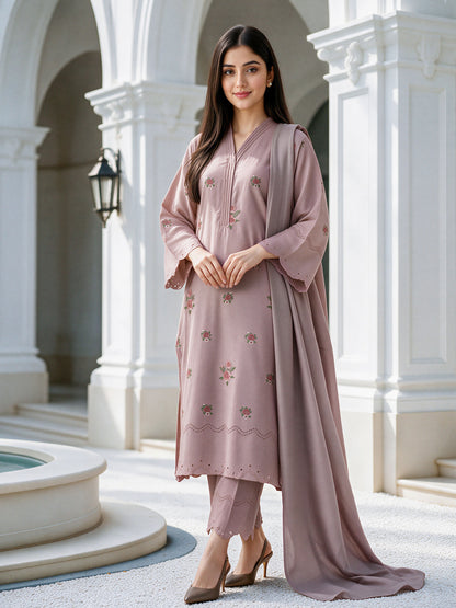 3 Piece Viscose Dobby Suit- Embroidered (Unstitched)