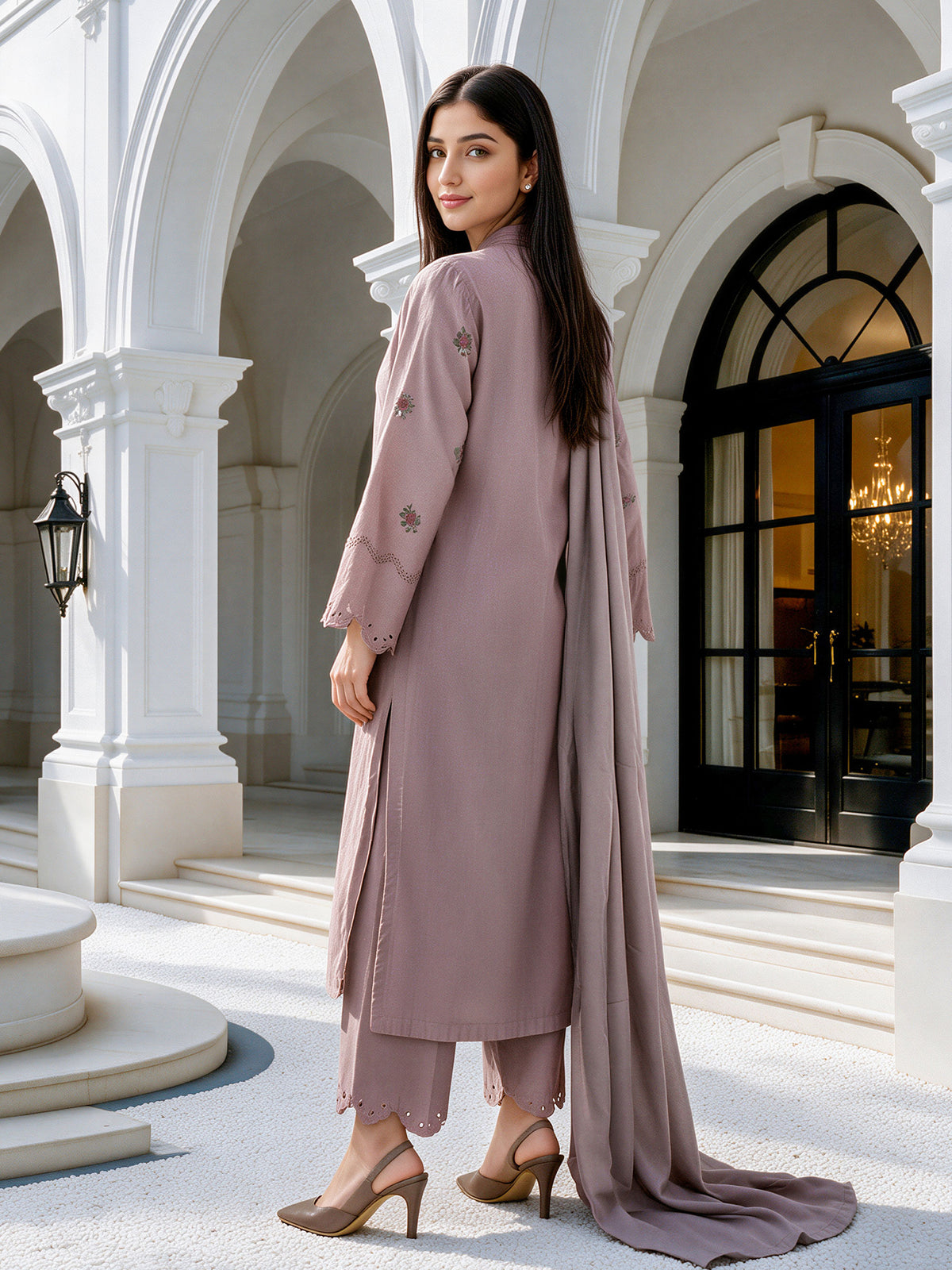 3 Piece Viscose Dobby Suit- Embroidered (Unstitched)