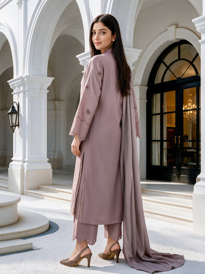 3 Piece Viscose Dobby Suit- Embroidered (Unstitched)