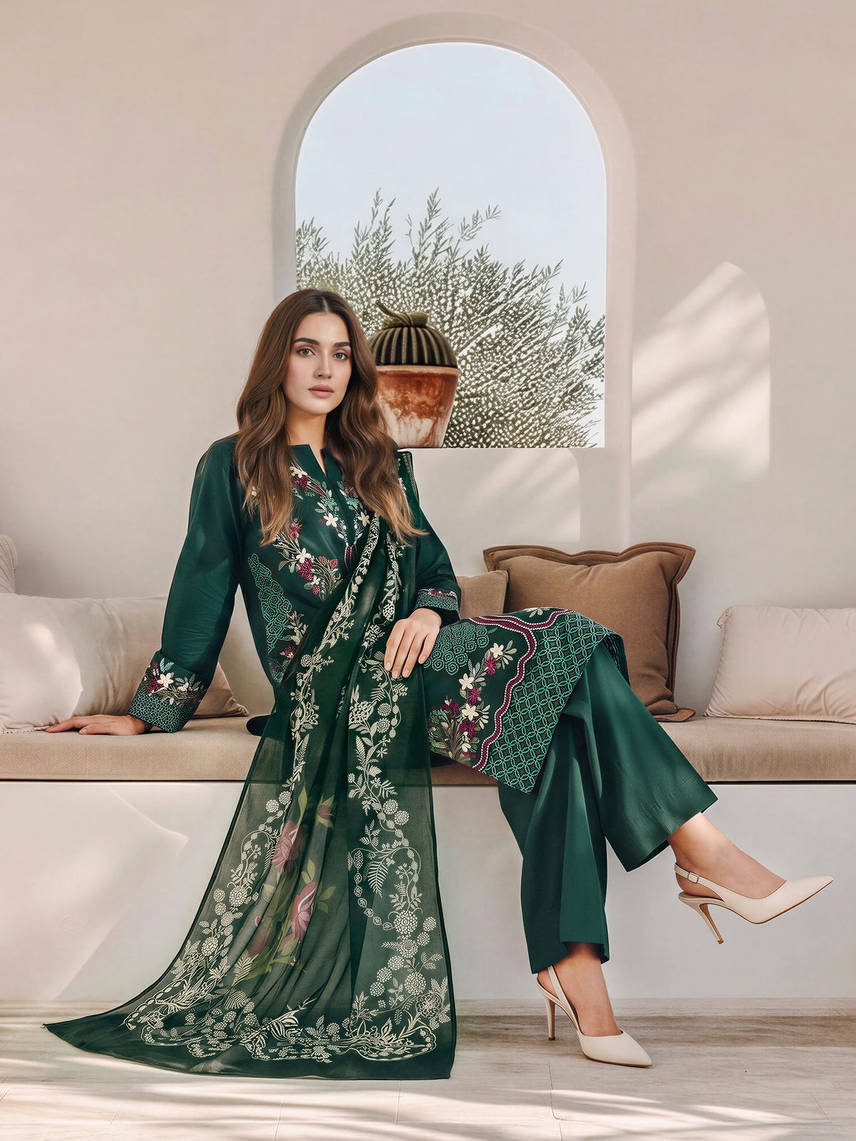 3 Piece Khaddar Suit- Embroidered (Unstitched)